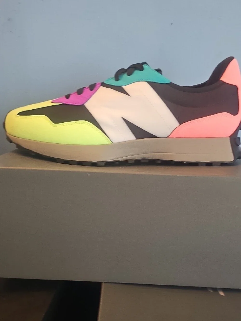 New Balance Kids Neon Yellow, Teal, Purple & Black Sneakers